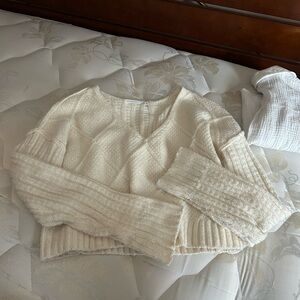 Altar'd State Cream V-Neck Sweater